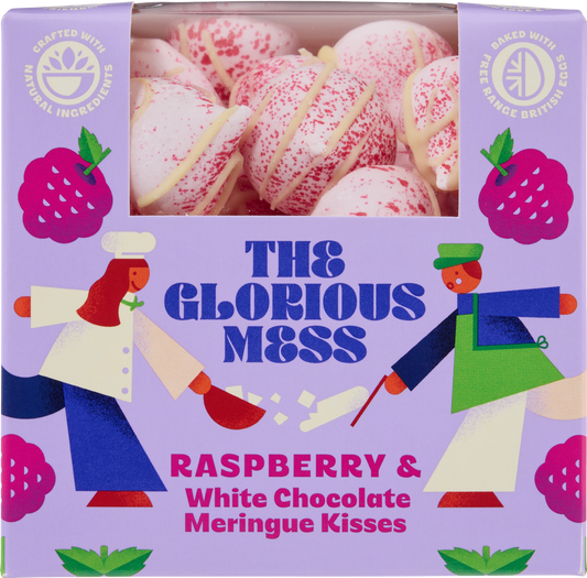 Raspberry & White Chocolate Meringue Kisses 100g