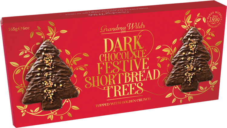 Dark Chocolate Festive Shortbread Trees 165g