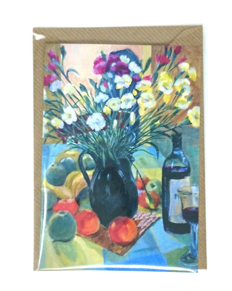 "Still Life" Flowers Greetings Card (Blank inside For Message)