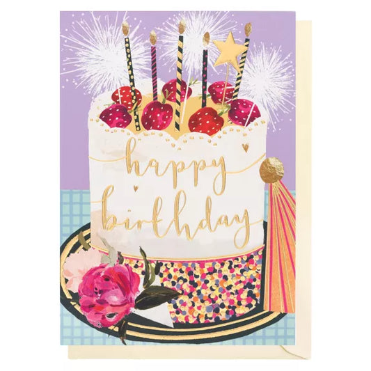 Birthday Cake & Sparkles Greetings Card