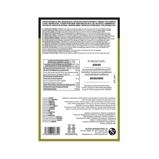 The back of the packaging showing the ingredients on a white label