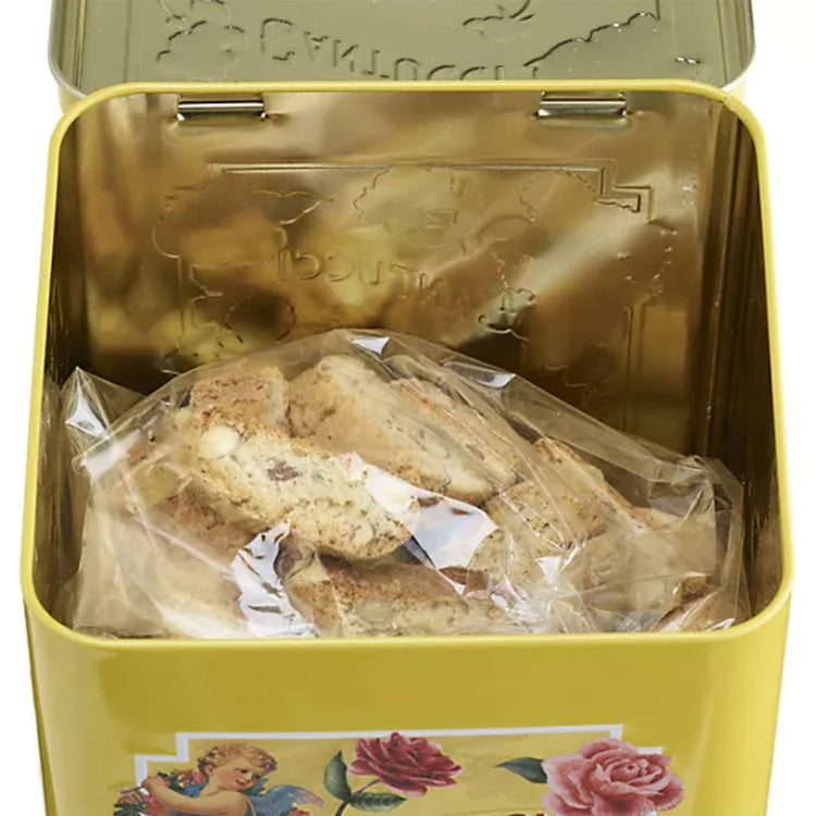 Cantucci Biscuits presented in Yellow Flowers Tin - 500g
