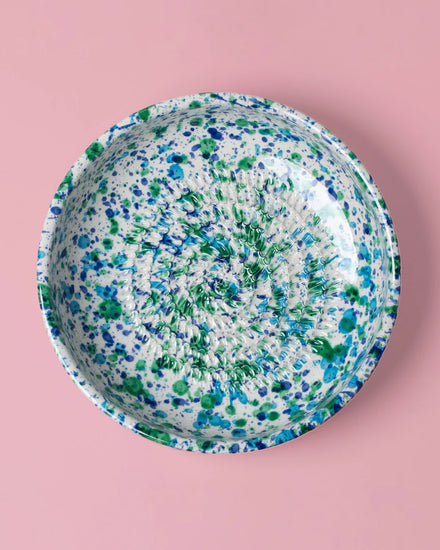 Artisan Ceramic Garlic Grater Plate - Coral Blue