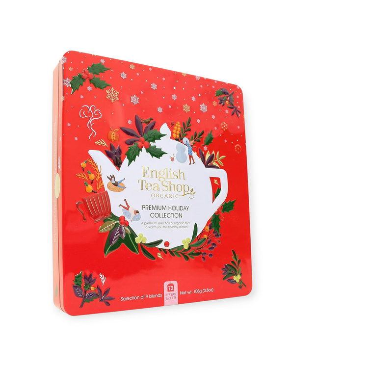 Organic Premium Holiday Red Gift Tin - Christmas Teabag Collection