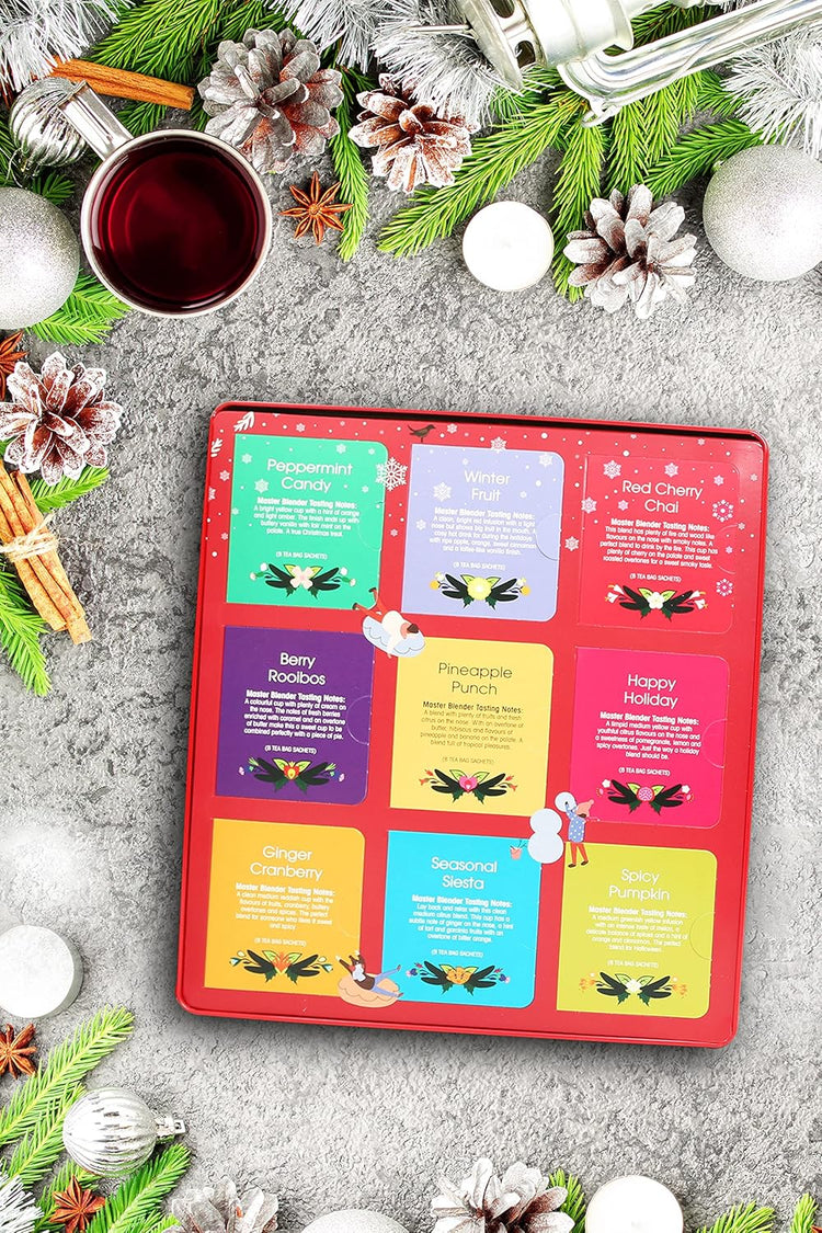Organic Premium Holiday Red Gift Tin - Christmas Teabag Collection