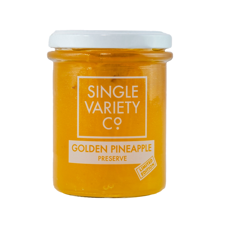 Jar of single variety golden pineappe preserve