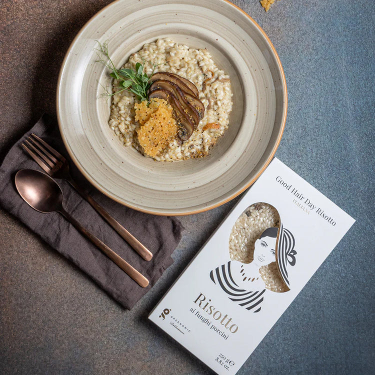 Good Hair Day Risotto with porcini mushrooms