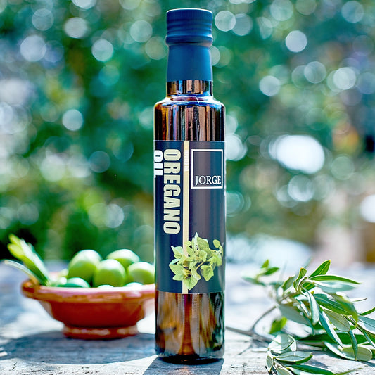 JORGE Oregano infused olive oil outdoors