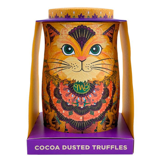 Savanna Gold Cat Tin with Flutter Scotch Cocoa Dusted Truffles 135g