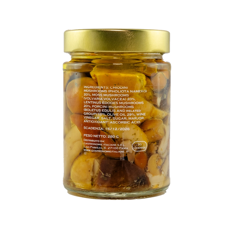 Ingredients label of Misto Funghi with Porcini Jar