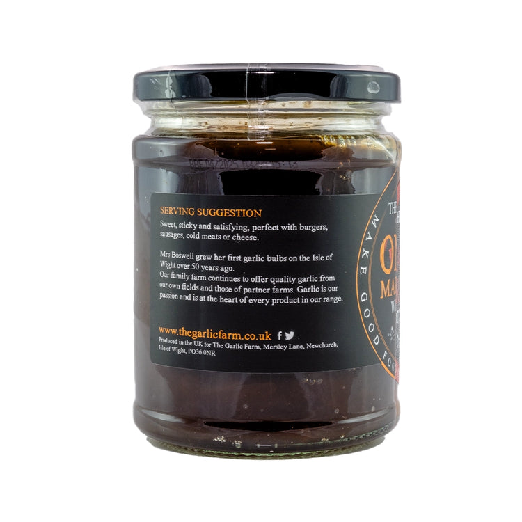 The Garlic Farm - Onion marmalade with Garlic ingredients label