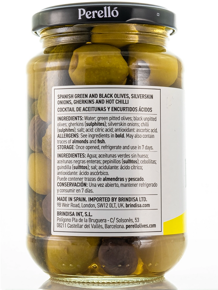 Perelló Cocktail Picante ingredients label