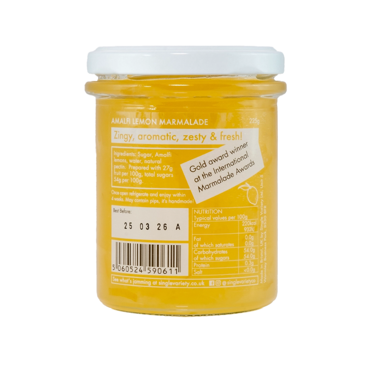 Single Variety Co Amalfi Lemon Marmalade ingredients label