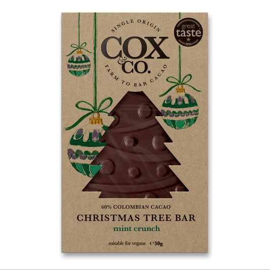 60% Mint Crunch Dark Chocolate Christmas Tree Bar 50g