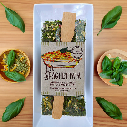 Dried Pasta Sauce Mix - La Spaghettata on table