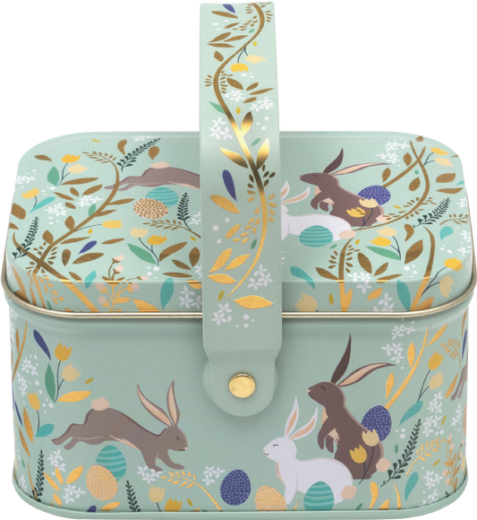 TIN TREATS Sara Miller Easter Basket Tin with Choc Mini Eggs 100g