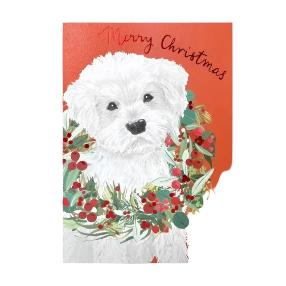 Dog & Wreath Christmas Card