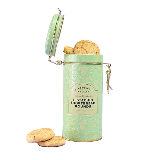 Pistachio Shortbread Rounds in Tin 150g