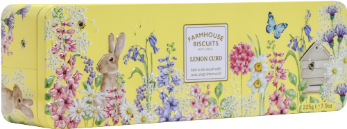 Farm House Lemon Curd Biscuits in Yellow English Garden Tin 225g