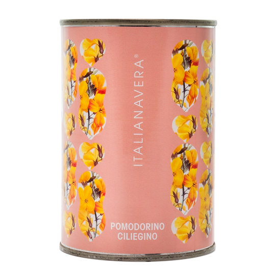 Itailanavera cherry tomatoes in botanical display tin