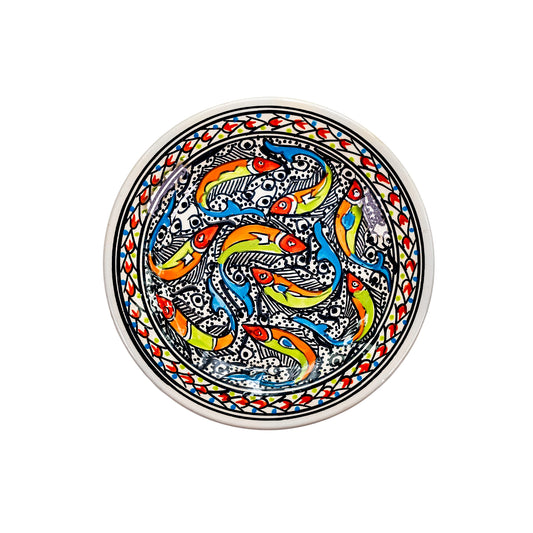 a top down view of our marine-inspired Moroccan-style serving plate