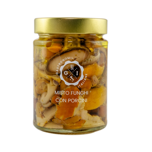 Jar of Misto Funghi with Porcini with gold lid