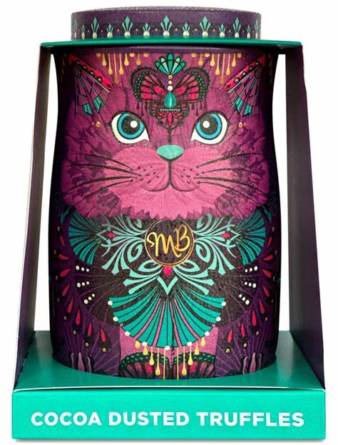 Monty Bojangles - Violet Rebel Cat Tin with Choccy Scoffy Cocoa Dusted Truffles - 135g